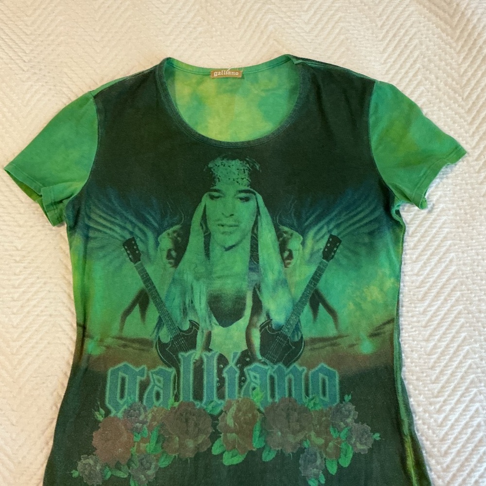 Galliano Tie-Dye Green Graphic Tee